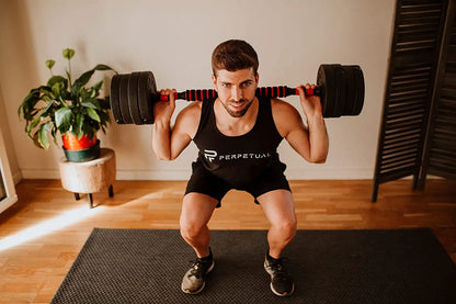 Mancuernas regulables , (juego de 10 kg, 15 kg, 20 kg y 30 kg) - Juego de pesas ajustable para entrenamiento con pesas y fuerza - Barra de conexión - Gimnasio en casa - Principiante hombre/mujer