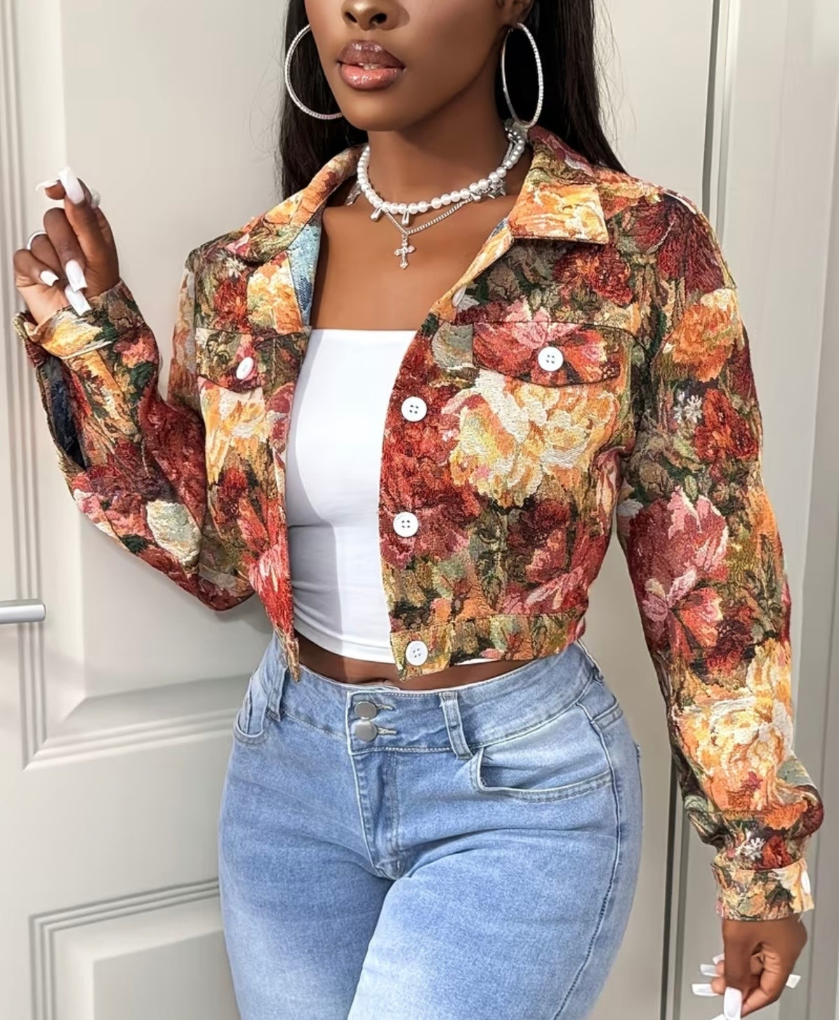 Chaqueta cárdigan elegante para mujer con solapa corta