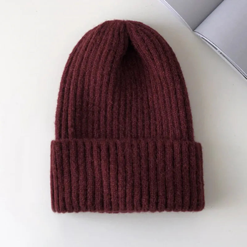 Nuevo gorro de invierno de colores caramelo, gorro tejido para mujer, gorro cálido y suave a la moda, gorro de lana estilo , gorro elegante que combina con todo