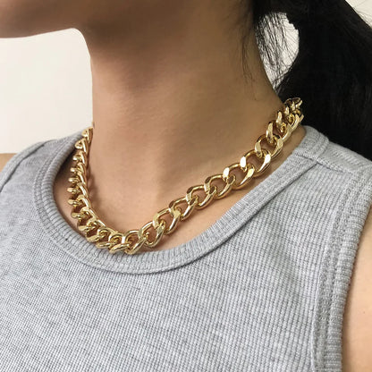 Fashion big necklace for women, silver and gold color plated thick chain choker with twist, party jewelry, gifts 