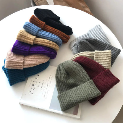 Nuevo gorro de invierno de colores caramelo, gorro tejido para mujer, gorro cálido y suave a la moda, gorro de lana estilo , gorro elegante que combina con todo