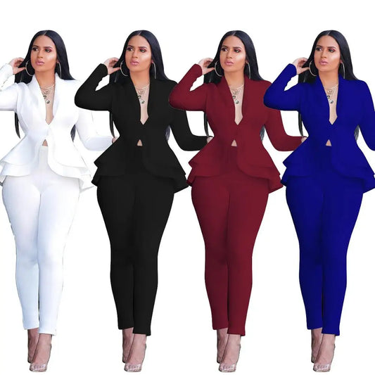 Women's Two Piece Set Long Sleeve Office Lady Party Suit
