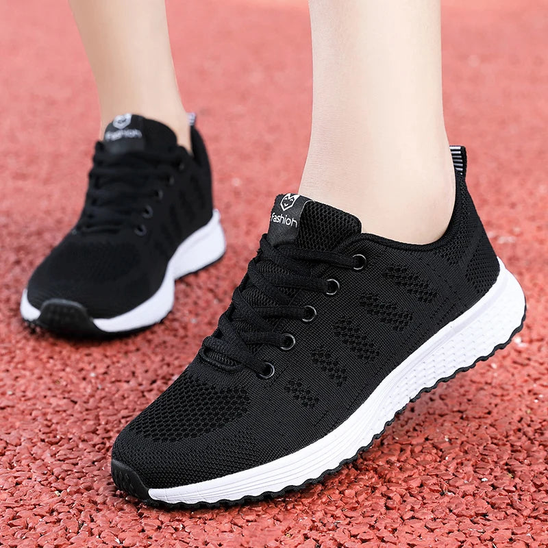 Men's and women's casual sports shoes, fashion woven air mesh sneakers, black non-slip footwear, breathable running shoes