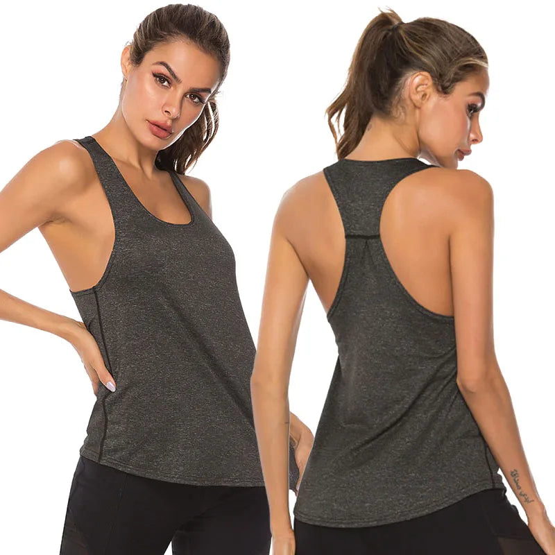 Camiseta de yoga sin mangas para mujer, de secado rápido, transpirable, para correr, deportes, sin mangas, para fitness, gimnasio, entrenamiento, camiseta de yoga