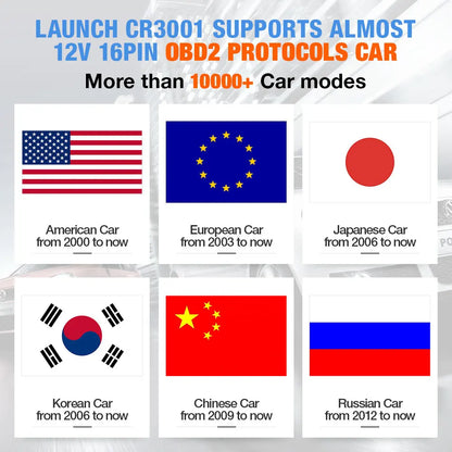 LAUNCH X431 CR3001 Full OBD2 Scanner Car Diagnostic Tool Multilingual Engine Check Free Update PK KW850