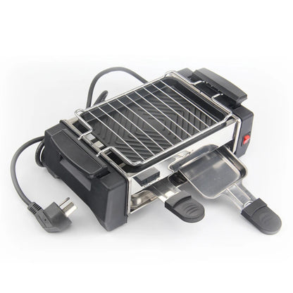 1000W Non-stick Electric Raclette Grill for 2-4 People Family Smokeless Grill Raclette Pan Electric Griddle 220V
