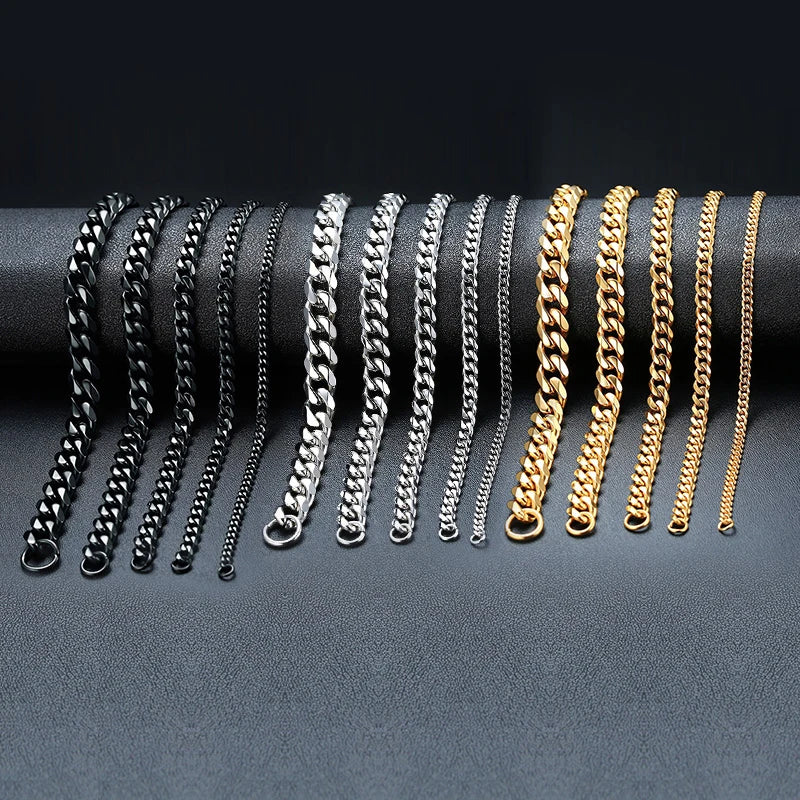 Vnox 3-11mm Thick Miami Curb Chain Bracelet for Men Stainless Steel Cuban Link Chain Bracelet Heavy Punk Classic Jewelry for Male 