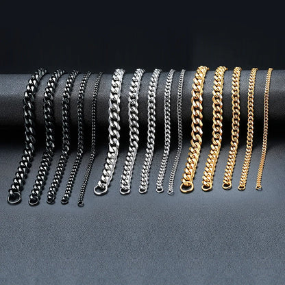Vnox 3-11mm Thick Miami Curb Chain Bracelet for Men Stainless Steel Cuban Link Chain Bracelet Heavy Punk Classic Jewelry for Male 