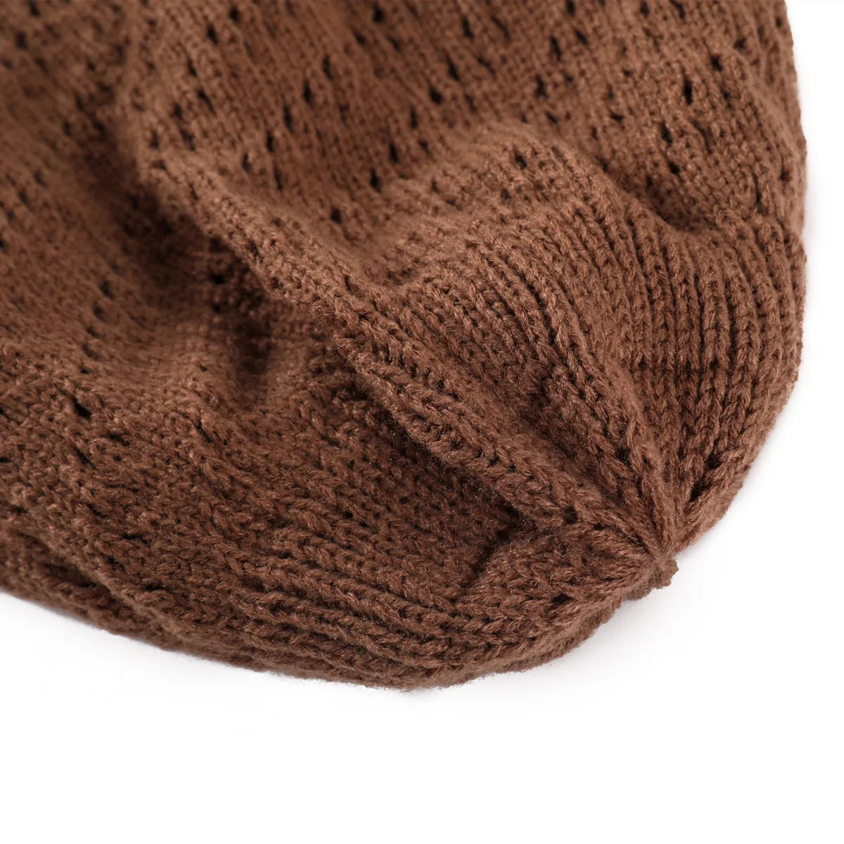 Gorros de moda nuevos para mujer, gorros tipo calavera, gorro para mujer, gorro de punto liso con agujeros, gorro suave informal para mujer para primavera, otoño e invierno