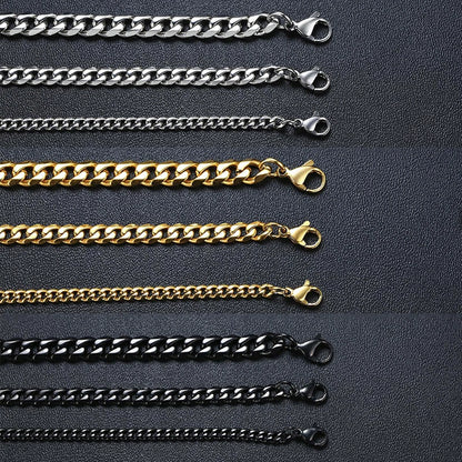 Vnox 3-11mm Thick Miami Curb Chain Bracelet for Men Stainless Steel Cuban Link Chain Bracelet Heavy Punk Classic Jewelry for Male 