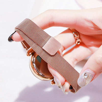 Reloj de lujo para mujer, diseño de cielo estrellado, con correa de malla magnética, reloj de pulsera de moda para mujer