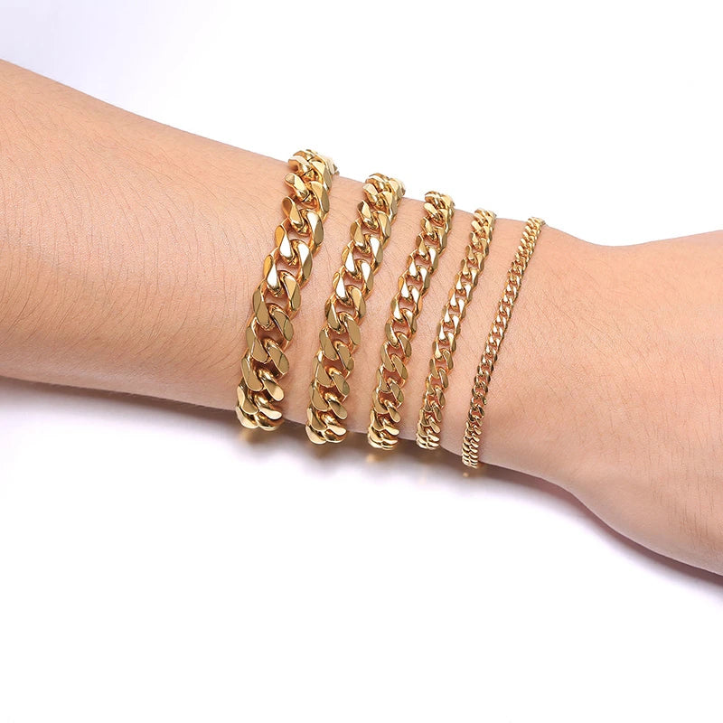 Vnox 3-11mm Thick Miami Curb Chain Bracelet for Men Stainless Steel Cuban Link Chain Bracelet Heavy Punk Classic Jewelry for Male 