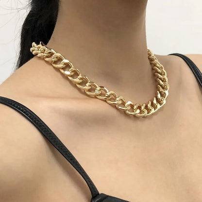 Fashion big necklace for women, silver and gold color plated thick chain choker with twist, party jewelry, gifts 