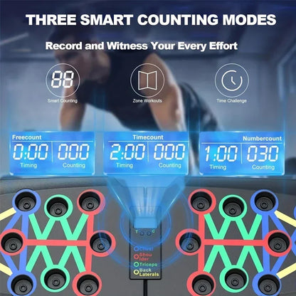 Tabla de flexiones con conteo automático inteligente, soporte plegable para flexiones múltiples con sensor corporal para fortalecer los músculos centrales y mantener la estabilidad en casa.