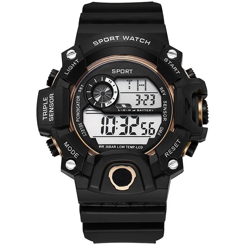 Reloj de pulsera electrónico deportivo de moda para hombre, esfera grande, multifuncional, resistente al agua, luminoso, alarma.