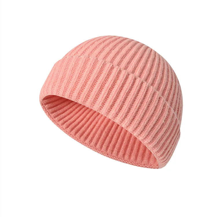 Gorro de punto de invierno, gorro de hip hop de color sólido, gorros y gorros unisex