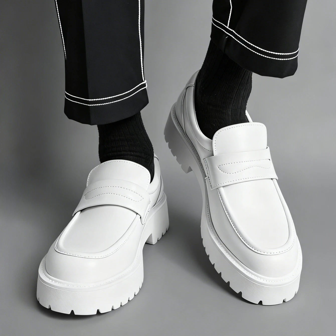 Mocasines clásicos de suela gruesa para hombre, zapatos de vestir formales para caballero