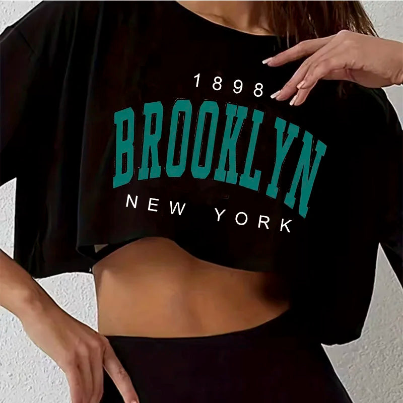 Camiseta  gráfica cuello redondo, camiseta Casual elegante para mujeres