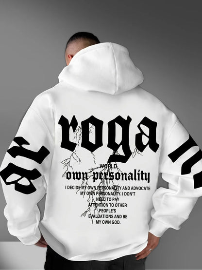 Sudadera con capucha cómoda y suave con estampado de letras a la moda para hombre, ropa de estilo callejero urbano para exteriores