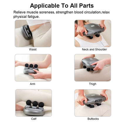 Pistolet de massage musculaire pour fascia, appareil de massage du dos à haute fréquence pour la taille, pistolet de massage professionnel à six têtes pour le corps et les épaules