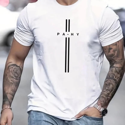 Camiseta de manga corta para hombre, cuello redondo, estampado de letras, cómoda, informal, de verano, talla holgada.