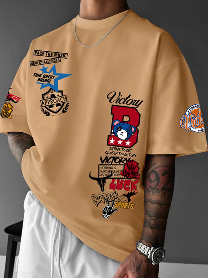 Camiseta extragrande con estampado elegante para hombre