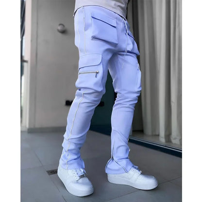 Pantalones Cargo de primavera y otoño para hombre, pantalones informales deportivos de pierna recta reflectantes