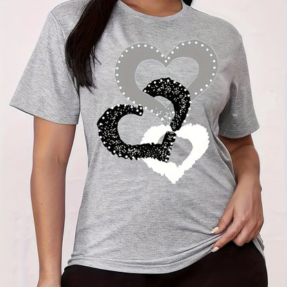 Camiseta holgada de manga corta con cuello redondo informal de gran tamaño con estampado de dibujos animados para mujer de verano