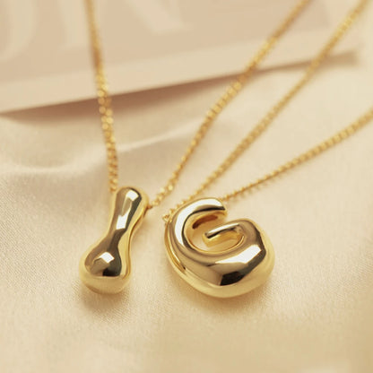 Collier avec initiale en acier inoxydable couleur or pour femmes et filles, pendentif en forme de bulle épaisse, bijoux tendance, cadeau 