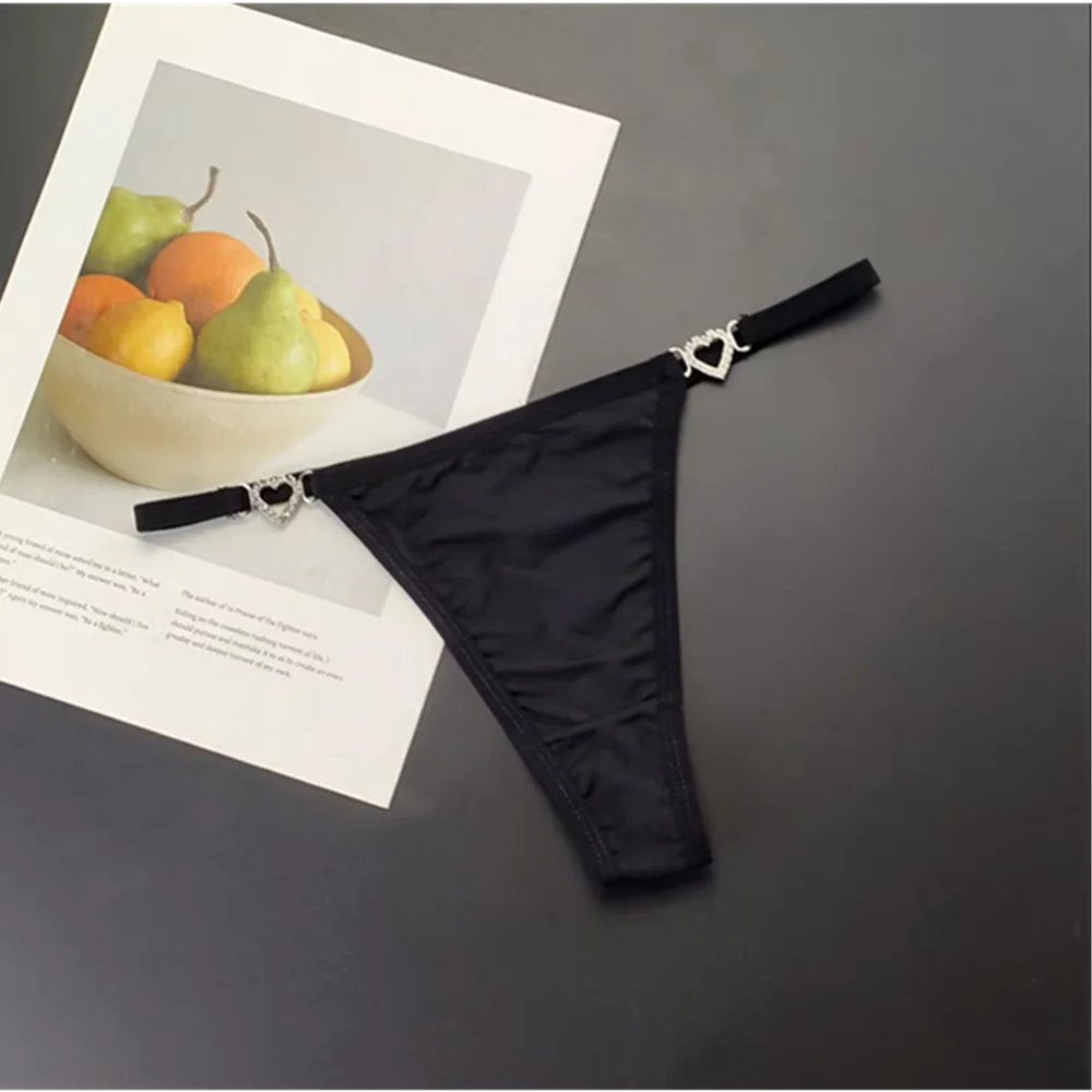 Tanga con tirantes para mujer, ropa interior con diamantes de imitación brillantes de talla grande