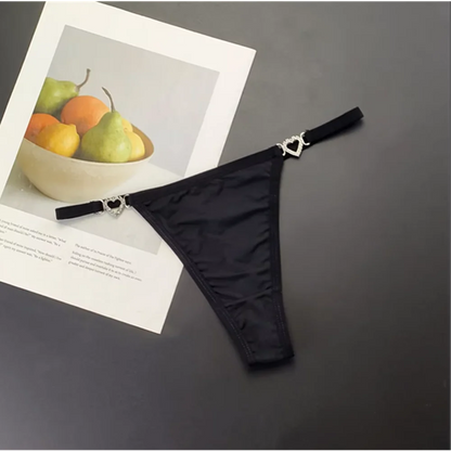 Tanga con tirantes para mujer, ropa interior con diamantes de imitación brillantes de talla grande