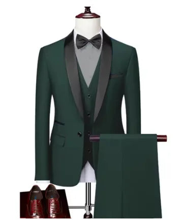 Conjunto de tres piezas para fiesta de boda, chaqueta masculina de talla grande, pantalones y chaleco, traje ajustado a la moda