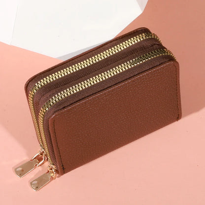 Monedero de estilo corto con cremallera para mujer, monedero con estampado de lichi