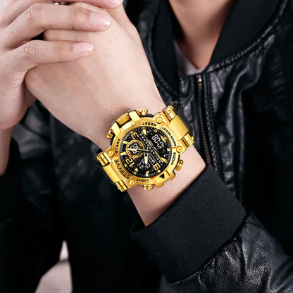 Relojes, reloj de moda para hombre, reloj resistente al agua hasta 5atm para hombre, correa de silicona con movimiento Digital-analógico de alta calidad