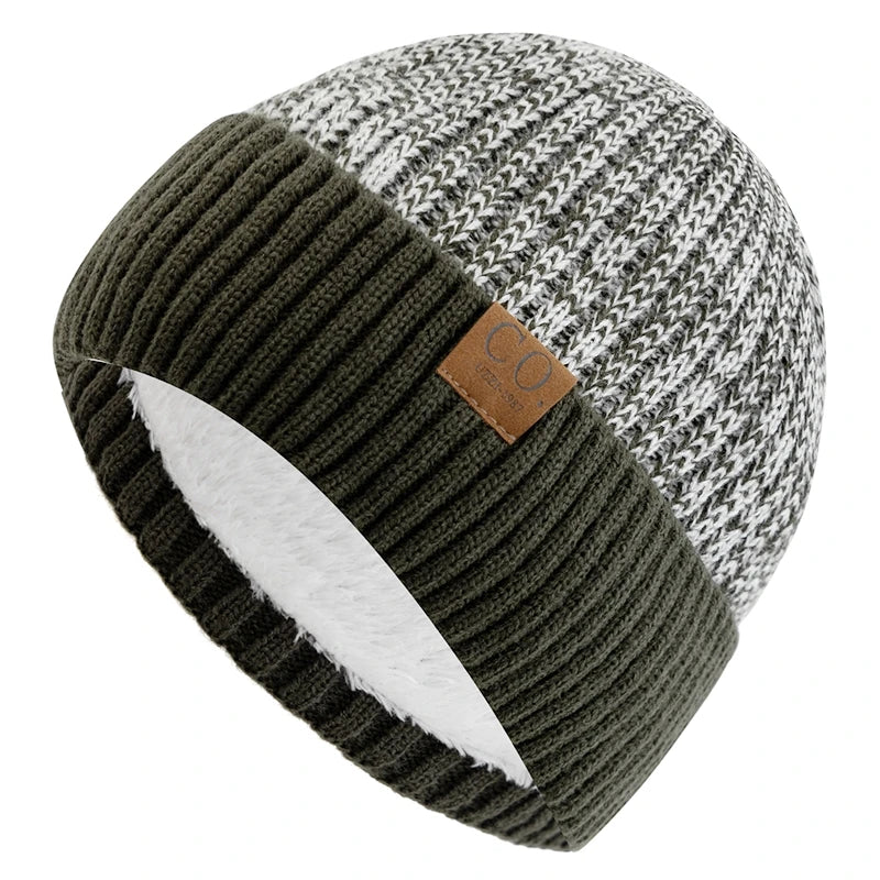sombreros de invierno Unisex de dos tonos, añaden forro de piel, gorro cálido a la moda para hombres y mujeres