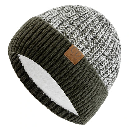 sombreros de invierno Unisex de dos tonos, añaden forro de piel, gorro cálido a la moda para hombres y mujeres