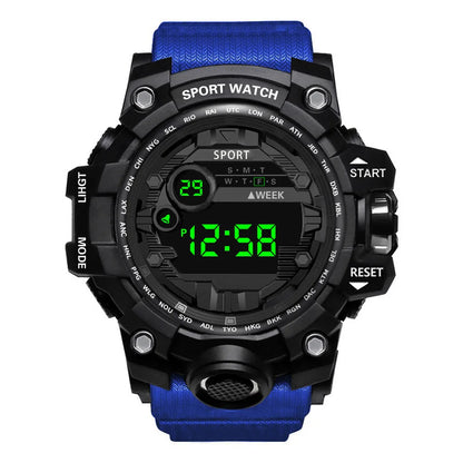 Reloj de pulsera electrónico deportivo de moda para hombre, esfera grande, multifuncional, resistente al agua, luminoso, alarma.