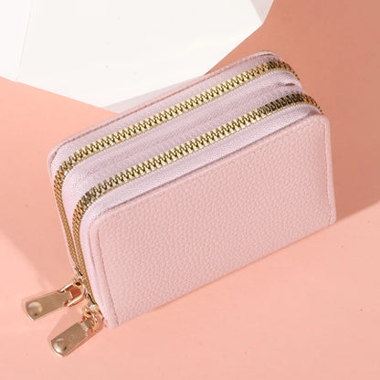 Monedero de estilo corto con cremallera para mujer, monedero con estampado de lichi