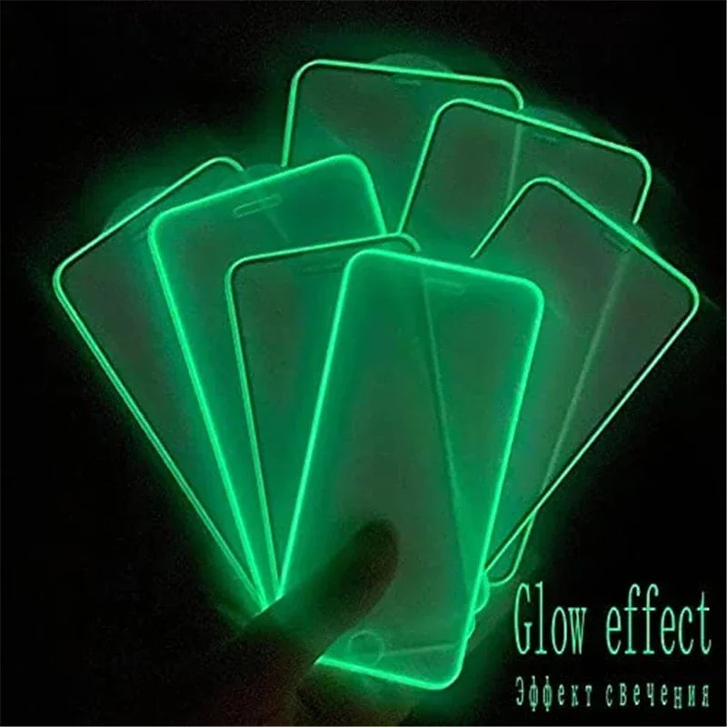 3 uds luz nocturna Protector de pantalla luminoso teléfonos usados para IPhone 12 11 13 14 15 16 Pro Max Plus Mini funda película de vidrio templado