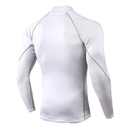 Camiseta deportiva para hombre, de secado rápido, para culturismo, para correr, de manga larga, de compresión, para gimnasio, ajustada, para fitness