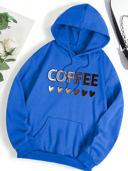Sudadera con capucha con estampado gráfico de letras divertidas para mujer, sudadera de lana a la moda, informal,con capucha, ropa de gran tamaño para otoño