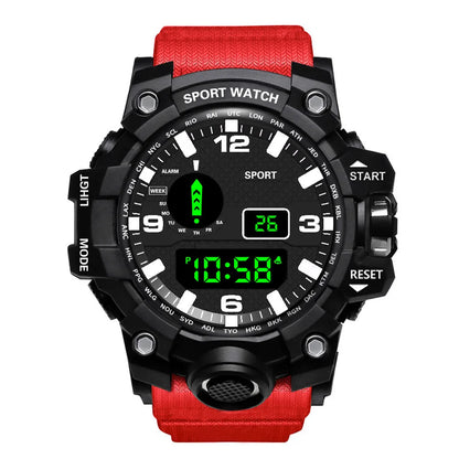 Reloj de pulsera electrónico deportivo de moda para hombre, esfera grande, multifuncional, resistente al agua, luminoso, alarma.