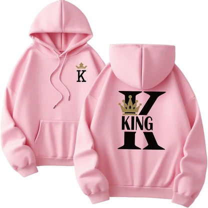 sudaderas con capucha para hombre y mujer, sudaderas con estampado de King Queen, ropa informal versátil para parejas, jersey diario para Otoño e Invierno