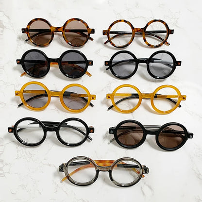 Popular Fashion Round Sunglasses Women Retro Double Color Clear Lens Glasses 