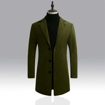 nuevo abrigo largo de algodón nueva mezcla de lana Color puro Casual moda de negocios ropa de hombre chaqueta cortavientos delgada
