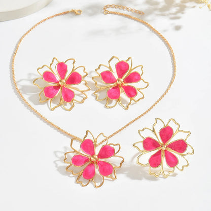 Pendientes de flores esmaltados huecos coloridos a la moda