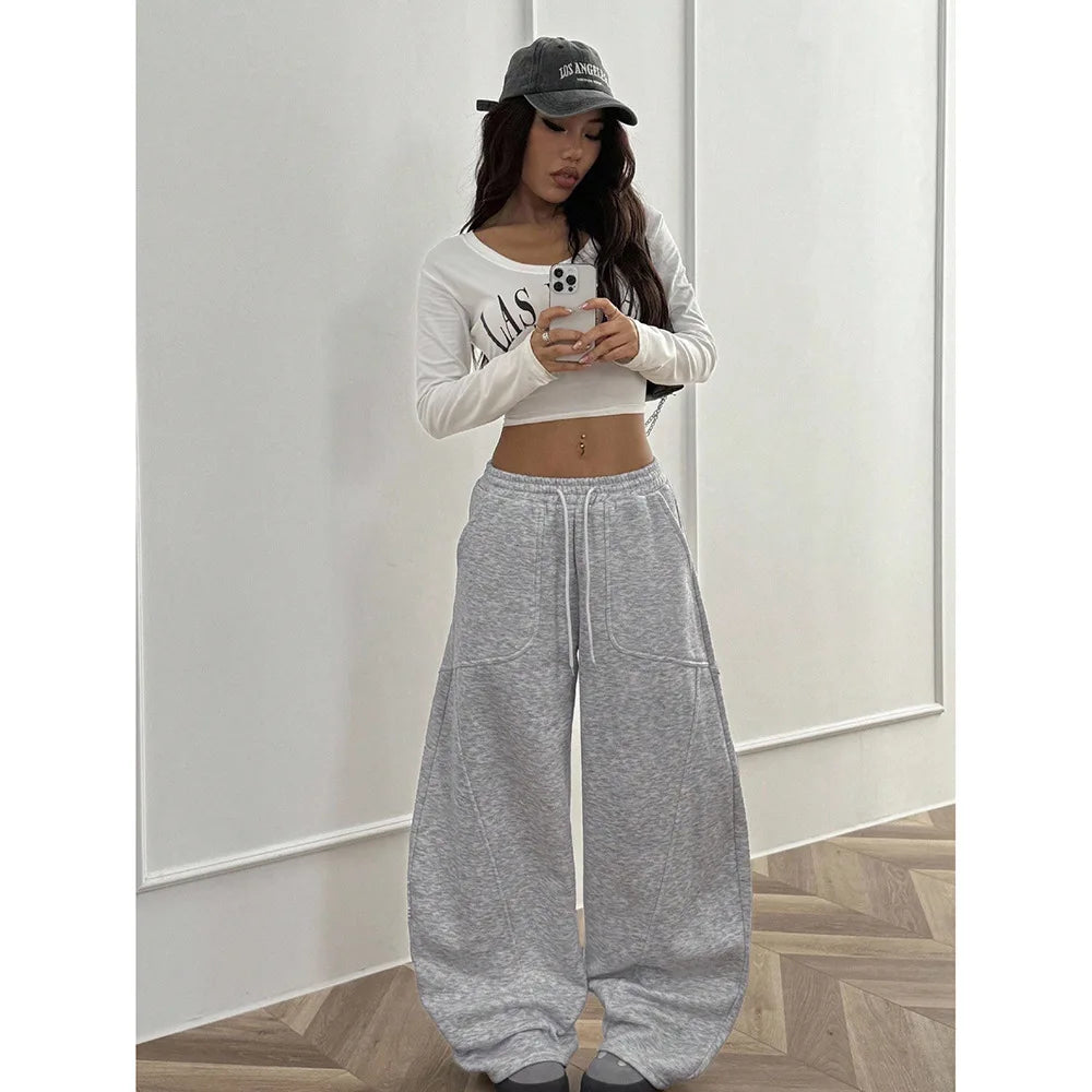 nuevos pantalones casuales de hip hop, pantalones largos sueltos de pierna ancha, pantalones de chándal deportivos cómodos de calle alta