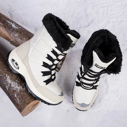 Winter women's fashion plush cotton shoes, large platform non-slip snow boots, high-quality comfortable calf boots for outdoor work