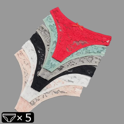 5 uds., tangas de encaje, ropa interior de mujer, lencería para mujer