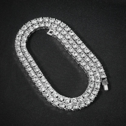 Collar de cadena de eslabones cubanos de 15 mm con diamantes de imitación brillantes de estilo para hombre y mujer, joyería punk de color plateado con cadena cubana, regalo